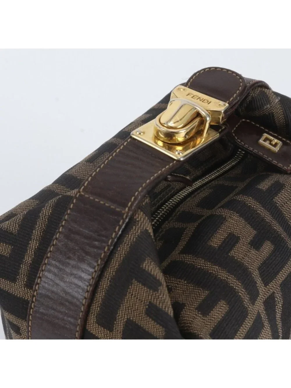 Fendi Zucca Mini Pouch Leather Nylon Handbag